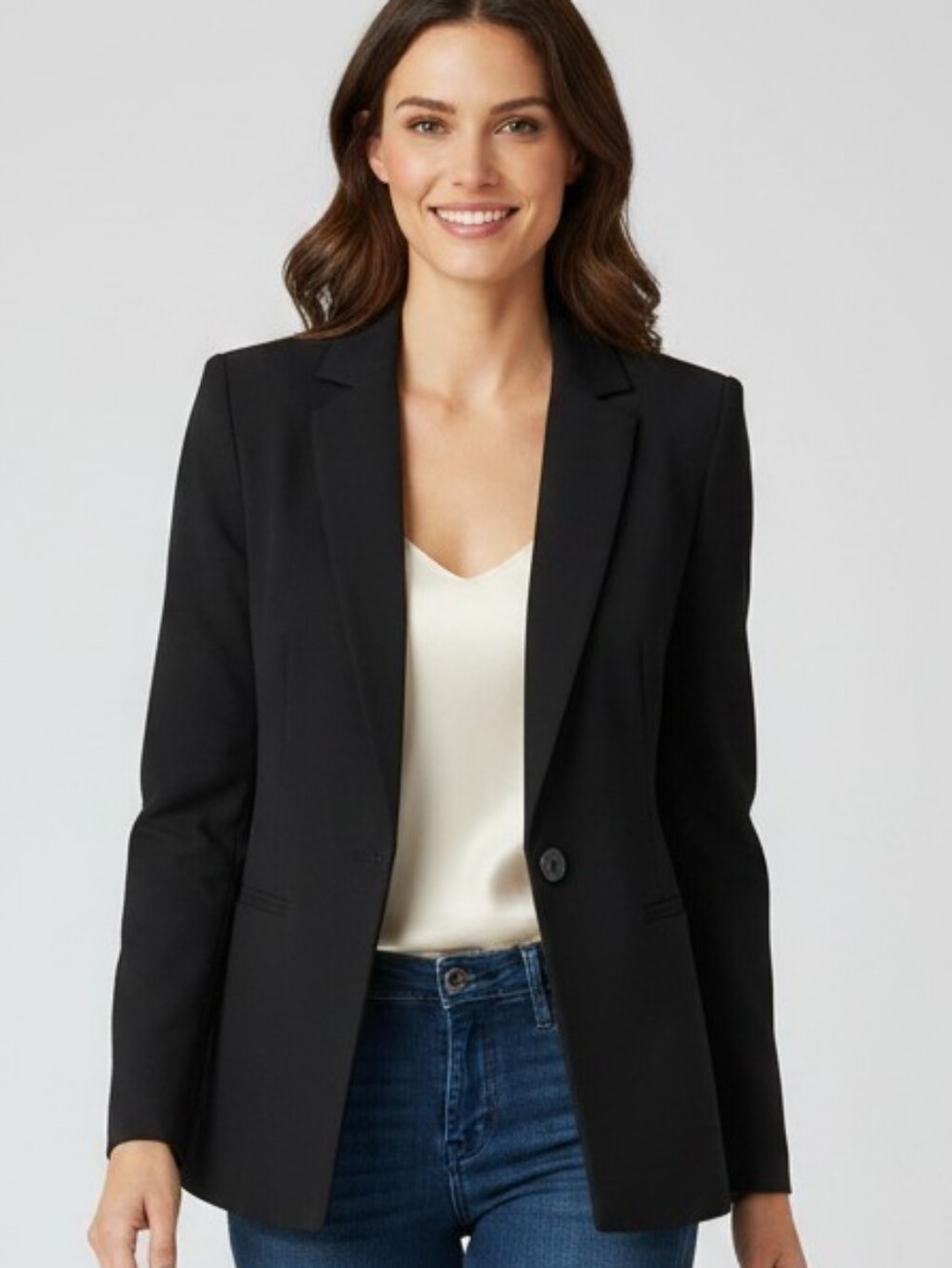 Halogen Women’s 10P Black Single Button Blazer Petite Career Work Jacket